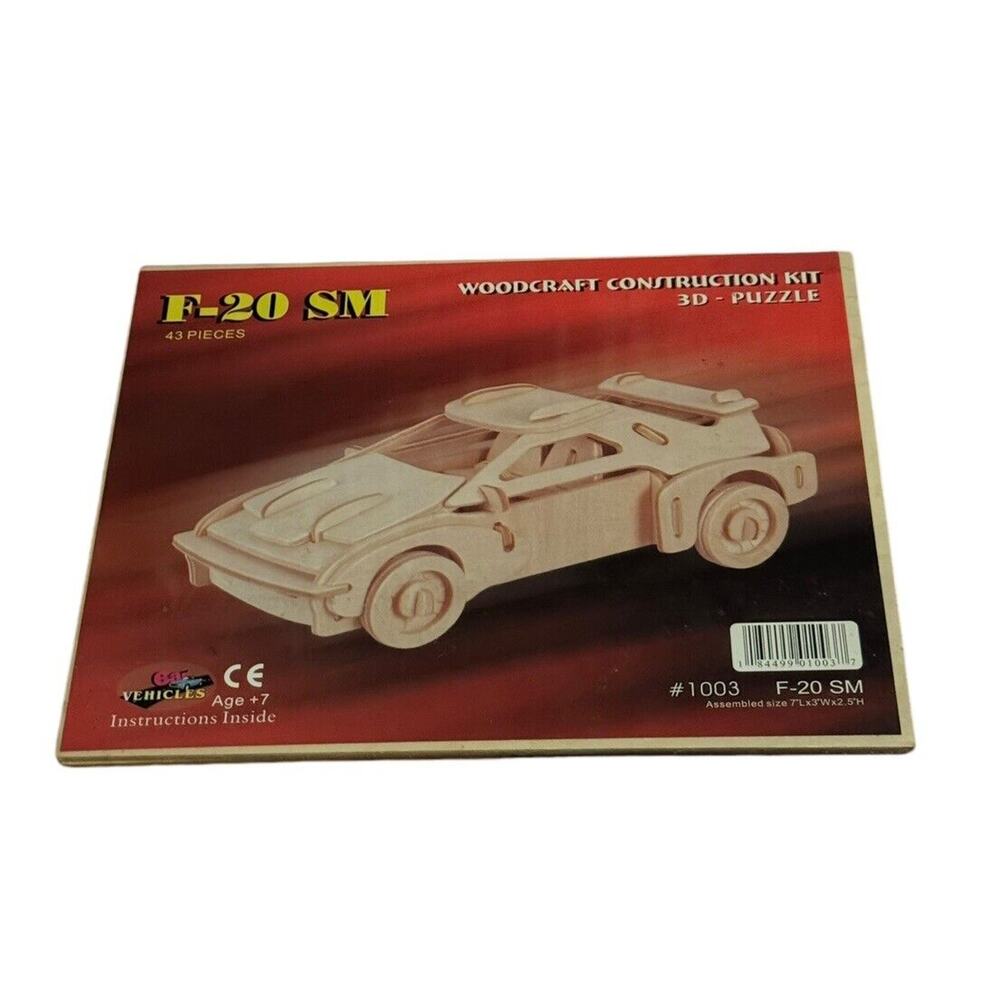 3D Wooden Puzzle F-20 Car Woodcraft Construction Kit 43pc #1003 Puzzled NEW‎